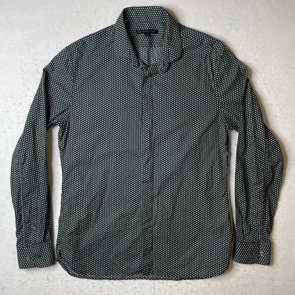 John Varvatos USA Mens Button Down Shirt Geometric Print‎ Long Sleeve Size M